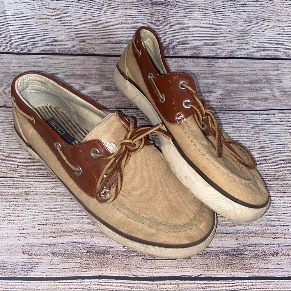 Polo by Ralph Lauren Tan and Brown Boat Shoes